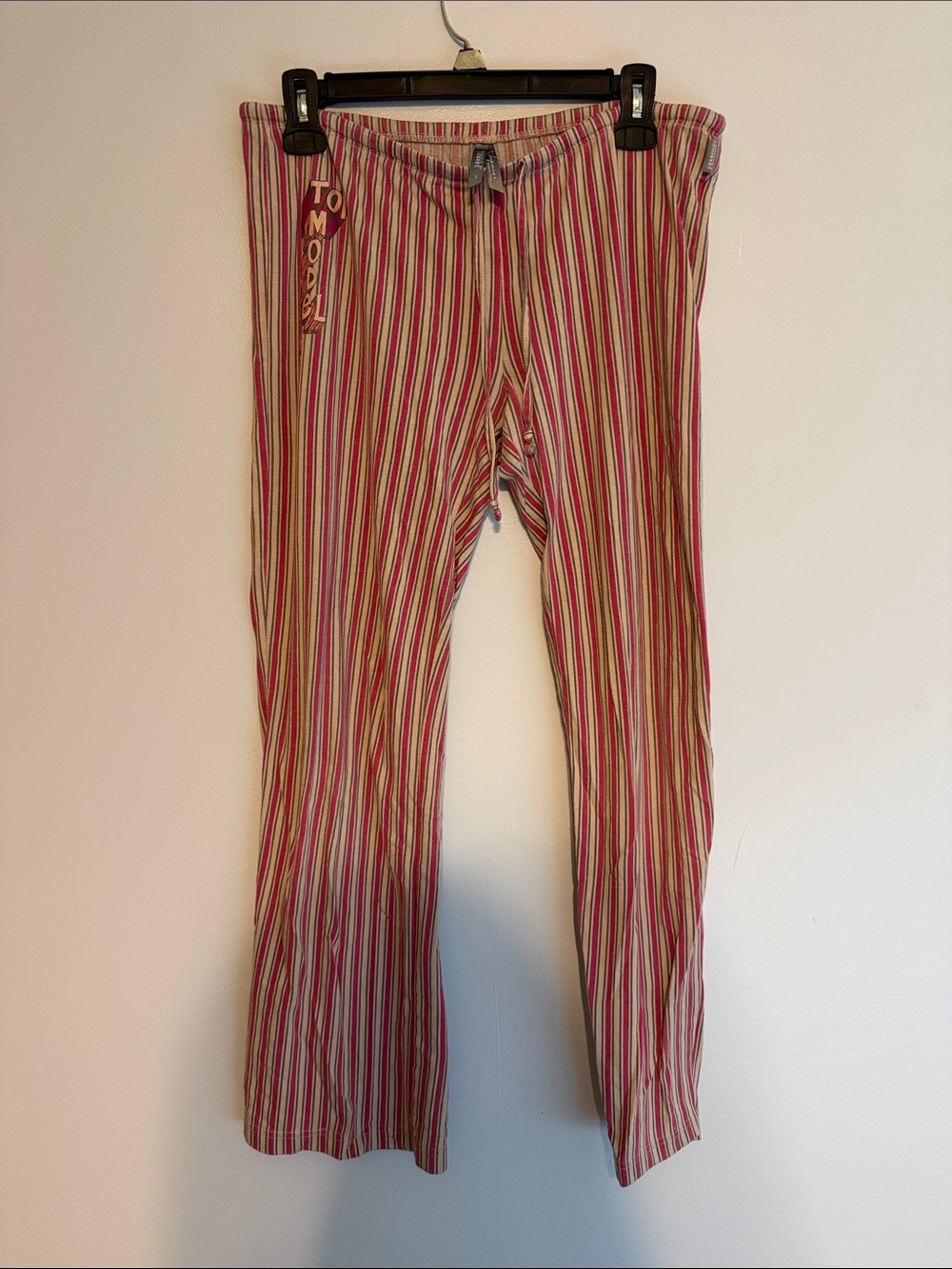 America’s Next Top Model Pink and Cream Striped Lounge Pants with Logo Tape